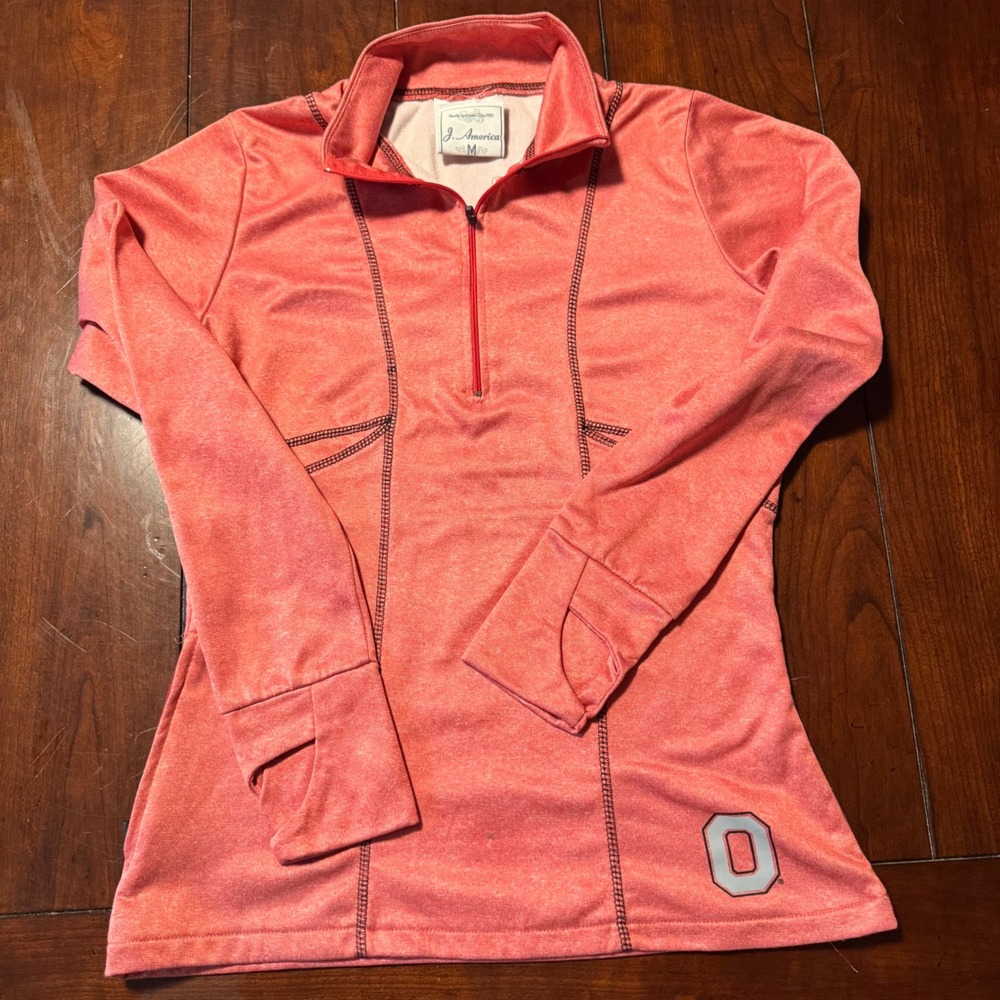 Ohio State Buckeyes Women's‎ Orange Heathered Long Sleeve 1/4 Zip Athletic Top M